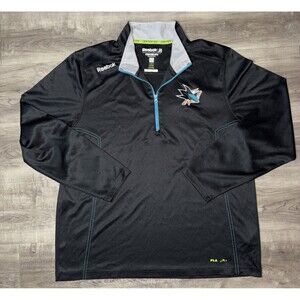 San Jose Sharks Reebok Center Ice Playdry 1/4 Zip Pullover Jacket Size XL